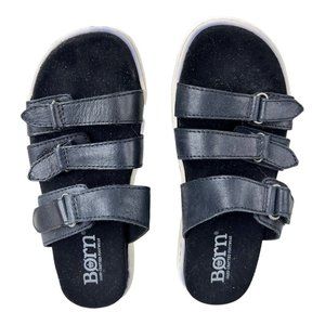 Womens Born Daintree Slide Sandals‎ US 7 M Black Adjustable Straps Leather